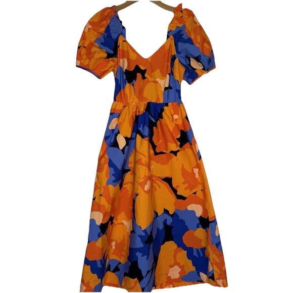 Tabitha Brown for Target Dresses & Skirts - Tabitha Brown Dress 2  Midi Blue Orange Tropical Abstract Floral Pocket